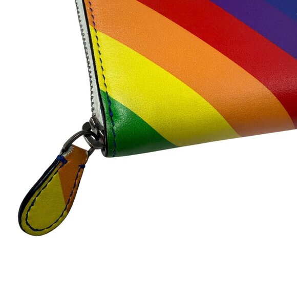 BALENCIAGA Smooth Calfskin Logo Rainbow Ville Continental Zip Around Wallet - Picture 4 of 12